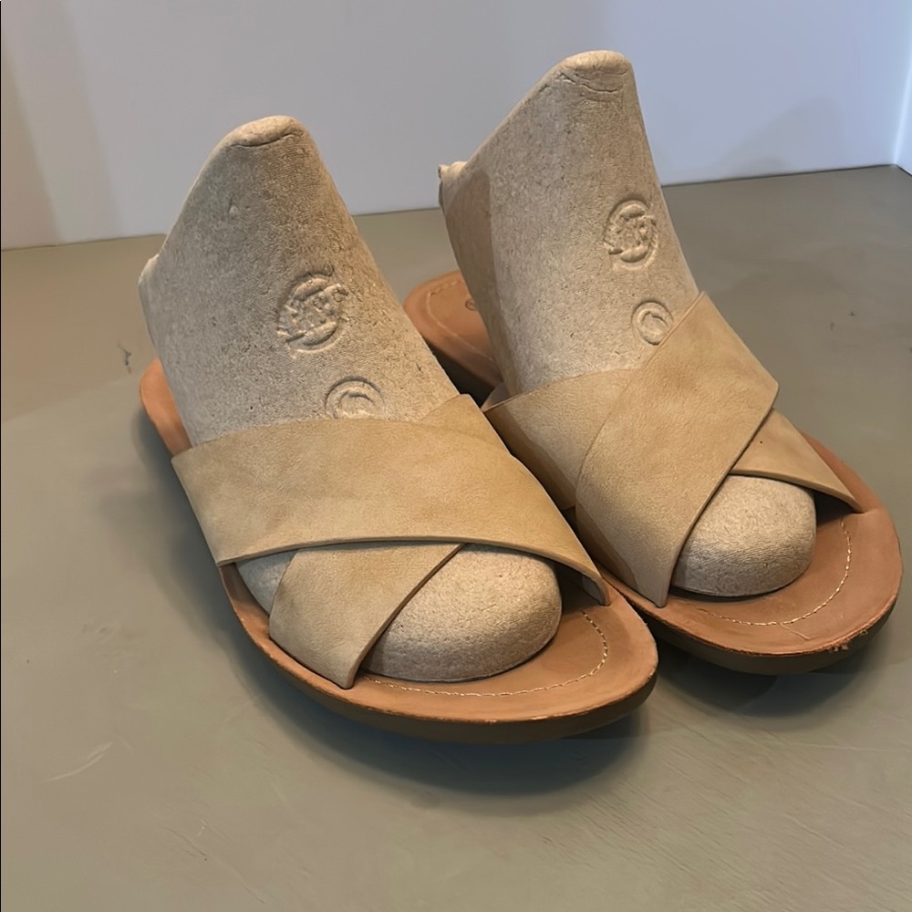 Soda Beige Crisscross Mules